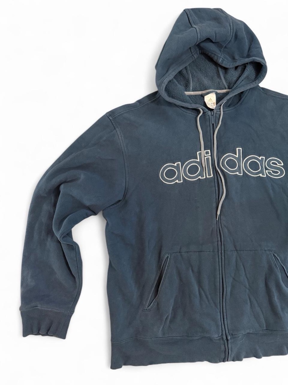 2008 Men’s Adidas Spellout Full-Zip Hoodie 2XL XXL Faded Slate Blue